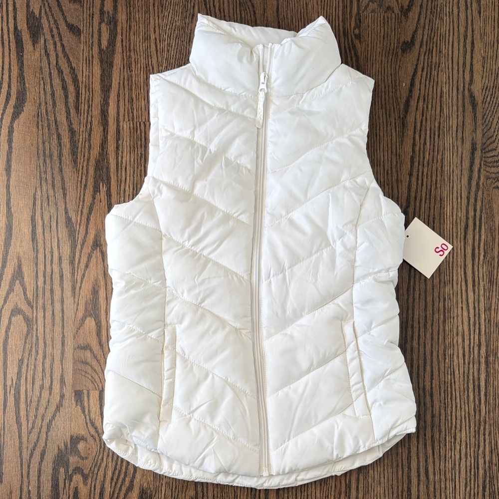 SO White Quilted Puffer Vest